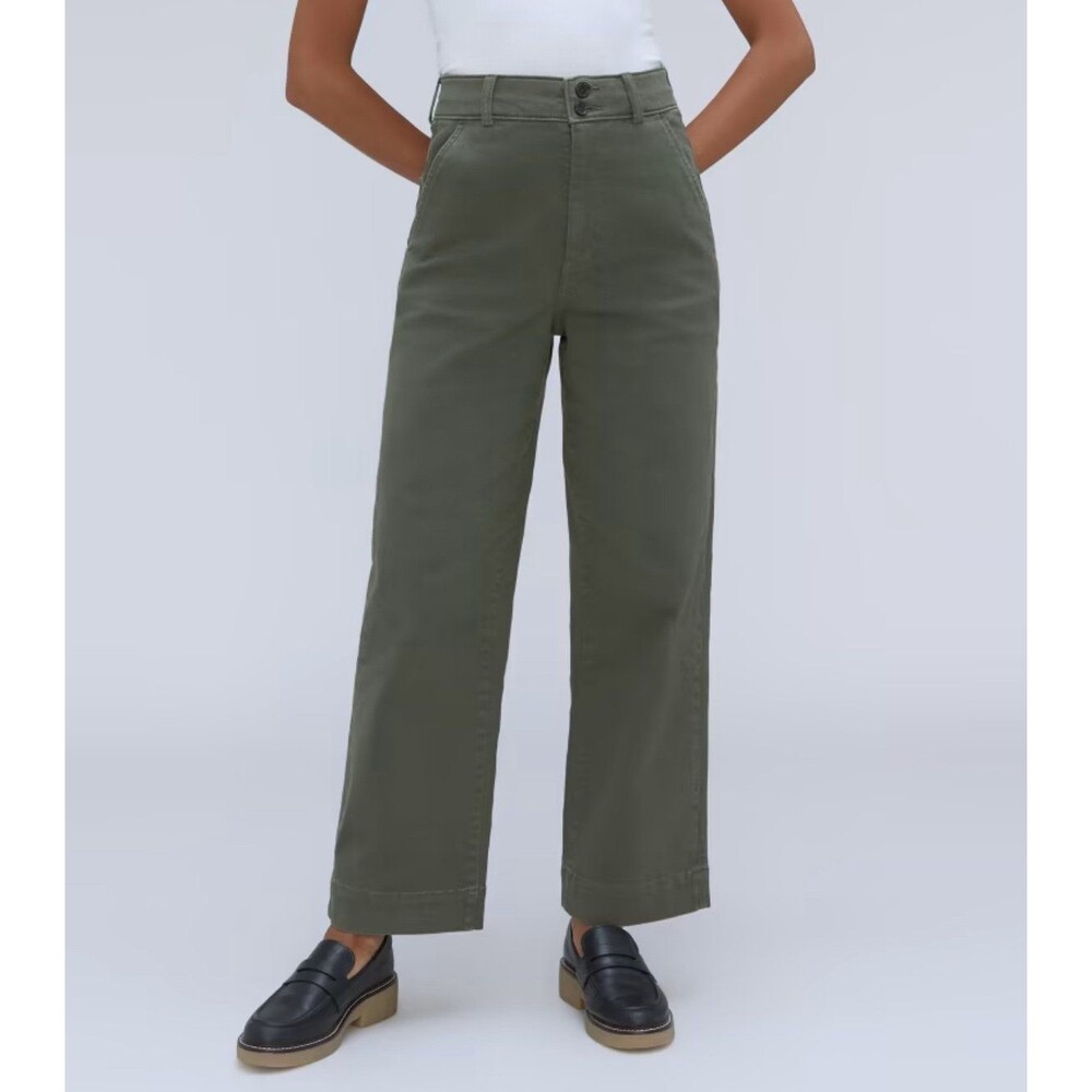 Everlane organic wide leg pants size 4 green